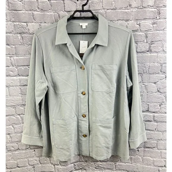 J. Jill Garment-Dyed Anorak Jacket Light Blustone Blue 2X NWT Shacket - Picture 1 of 14